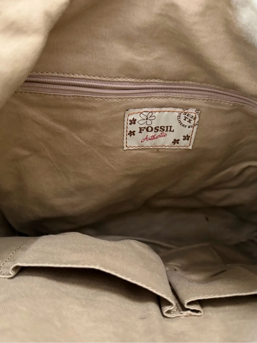 Vintage Fossil Pastel Striped Canvas Shoulder Bag Boho